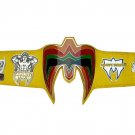 ULTIMATE WARRIOR WRESTLING CHAMPIONSHIP BELT YELLOW LEATHER STRAP ADULT SIZE