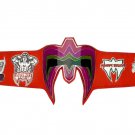 ULTIMATE WARRIOR WRESTLING CHAMPIONSHIP BELT RE LEATHER RED CUSTOM MADE LEATHER STRAP ADULT SIZE