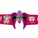 ULTIMATE WARRIOR WRESTLING CHAMPIONSHIP BELT RE LEATHER PINK CUSTOM MADE LEATHER STRAP ADULT SIZE