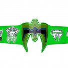 ULTIMATE WARRIOR WRESTLING CHAMPIONSHIP BELT RE LEATHER GREEN CUSTOM MADE LEATHER STRAP
