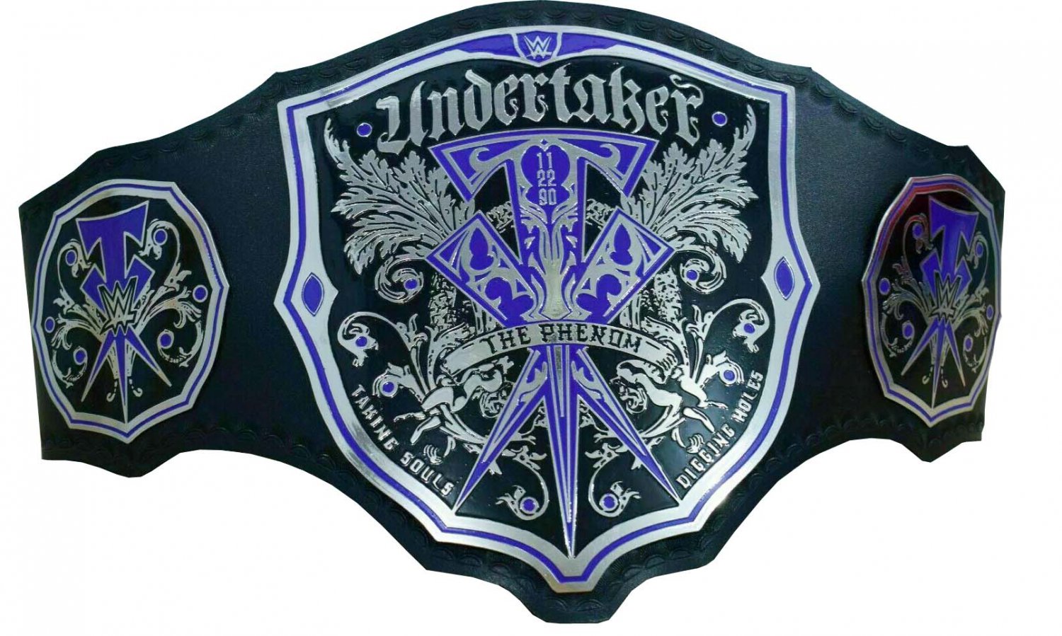 UNDERTAKER THE PHENOM NEW EDIDITION WRESTLING CHAMPIONSHIP BELT BLACK LEATHER STRAP ADULT SIZE