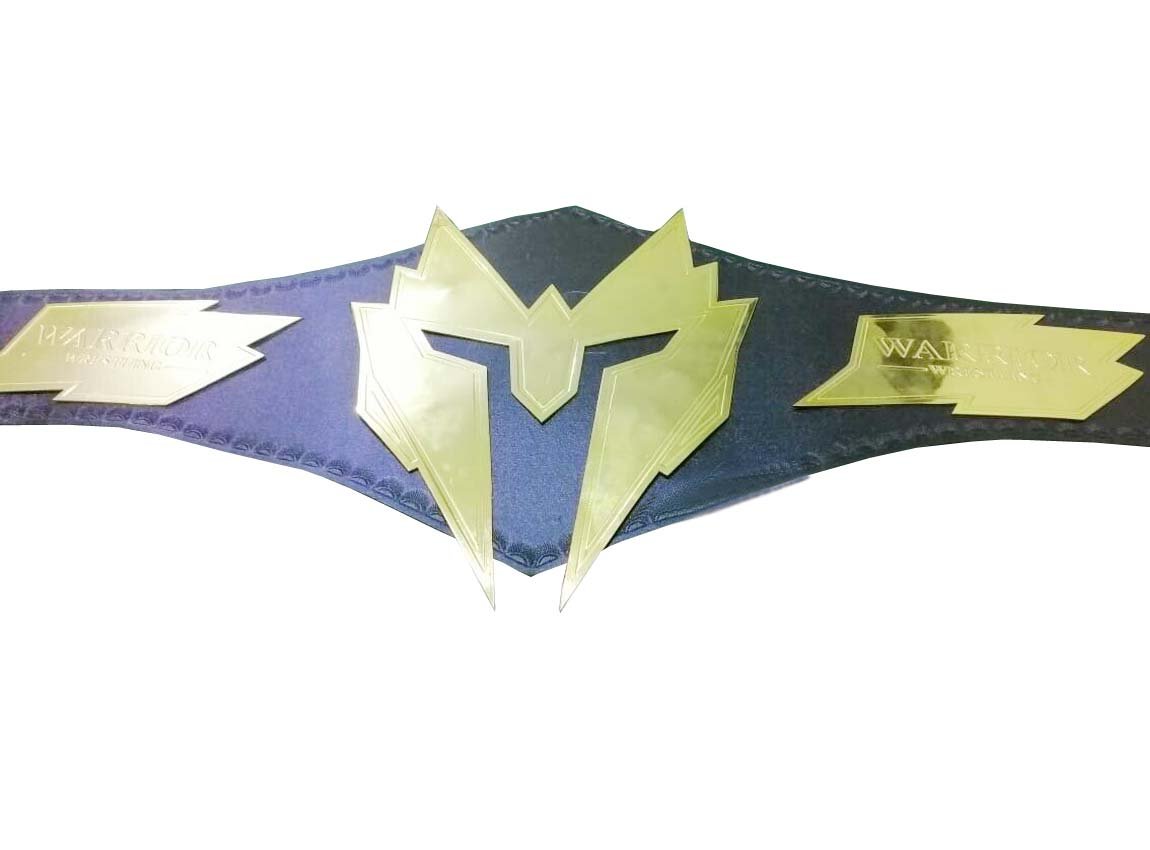 WARRIOR CHAMPIONSHIP BLACK LEATHER STRAP WRESTLING BELT ADULT SIZE
