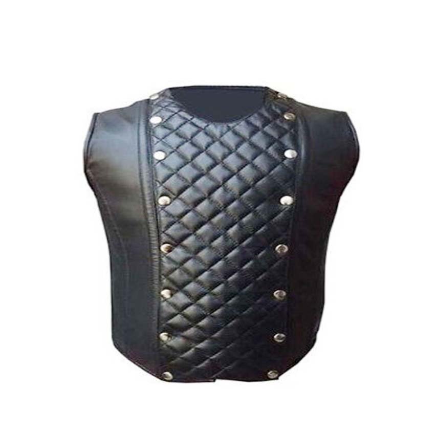 Men's Gothic Steampunk vest Real Lamb Leather steel boned Victorian coreset chest size 54