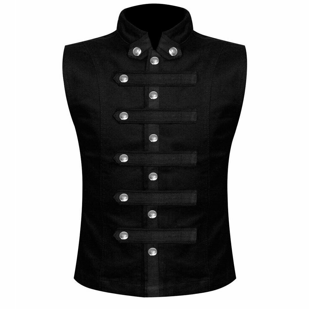 Men's Gothic Military Vest Waistcoat Premium Quality Size XXXXXXXL