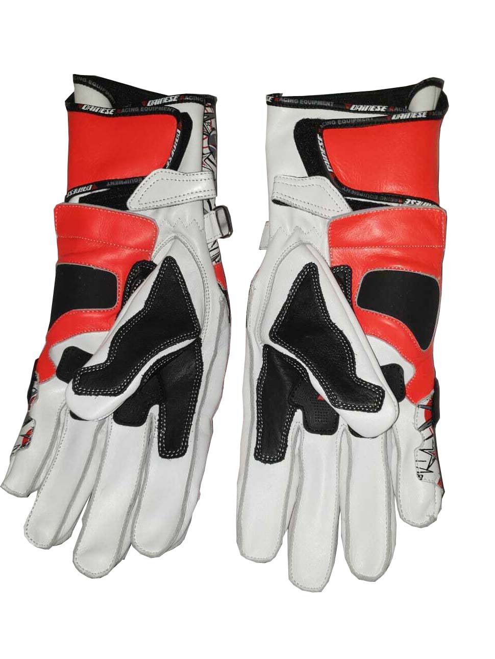 Men's Motorbike Motorcycle Motto GP Red And Black Leather Racing Glove