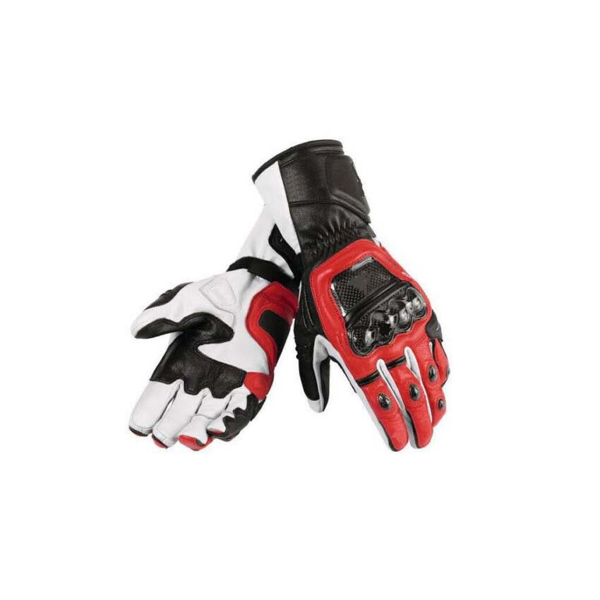 Men's Motorbike Motorcycle Motto GP Red And White Leather Racing Glove Racing Glove Size S