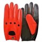 UNISEX REAL LAMB SKIN RED AND BLACK LEATHER DRIVING FASHION DRESS GLOVES SIZE XL