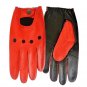UNISEX REAL LAMB SKIN RED AND BLACK LEATHER DRIVING FASHION DRESS GLOVES SIZE XL