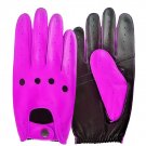 UNISEX REAL LAMB SKIN PURPLE AND BLACK LEATHER DRIVING FASHION DRESS GLOVES SIZE XXL