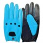 UNISEX REAL LAMB SKIN LIME BLUE AND BLACK LEATHER DRIVING FASHION DRESS GLOVES SIZE XXXL