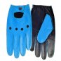 UNISEX REAL LAMB SKIN LIME BLUE AND BLACK LEATHER DRIVING FASHION DRESS GLOVES SIZE M