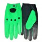 UNISEX REAL LAMB SKIN GREEN AND BLACK LEATHER DRIVING FASHION DRESS GLOVES SIZE XXXL