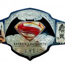 BATMAN V SUPERMAN DAWN OF JUSTICE WRESTLING CHAMPIONSHIP BELT BLACK LEATHER STRAP ADULT SIZE