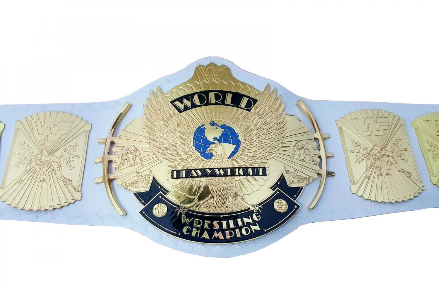 2 MM WINGED EAGLE WRESTLING CHAMPIONSHIP BELT WHITE LEATHER STRAP ADULT SIZE