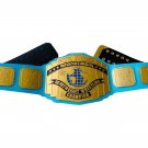INTERCONTINENTAL WRESTLING CHAMPIONSHIP BELT LIME BLUE LEATHER STRAP