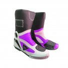 UNISEX MOTORBIKE MOTORCYCLE RACING LEATHER SHOES PURPLE AND WHITE COLOURE SIZE USA 3
