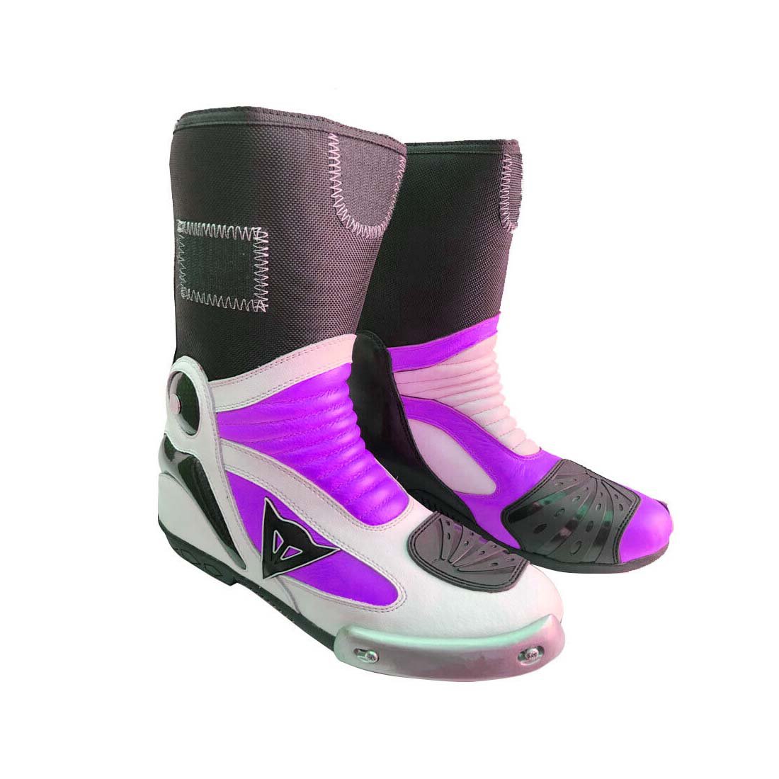 UNISEX MOTORBIKE MOTORCYCLE RACING LEATHER SHOES PURPLE AND WHITE COLOURE SIZE USA 6