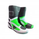 UNISEX MOTORBIKE MOTORCYCLE RACING LEATHER SHOES GREEN AND WHITE COLOURE SIZE USA 15