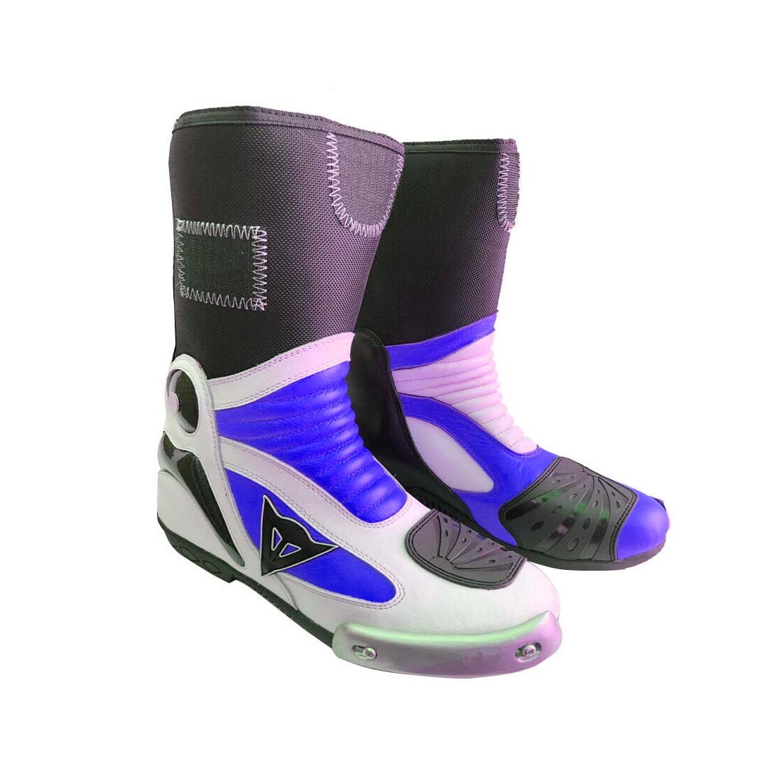 UNISEX MOTORBIKE MOTORCYCLE RACING LEATHER SHOES BLUE AND WHITE COLOURE SIZE USA 6