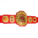 KC KANSAS CITY CHIEFS WRESTLING CHAMPIONSHIP BELT RED LEATHER STRAP ADULT SIZE