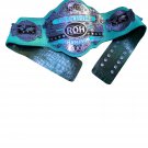 ROH RING OF HONOR WORLD TELEVISION WRESTLING CHAMPIONSHIP BELT LIME BLUE LEATHER STRAP