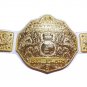 FANDU BIG GOLD RIC FLAIR WRESTLING CHAMPIONSHIP BELT WHITE LEATHER STRAP ADULT SIZE