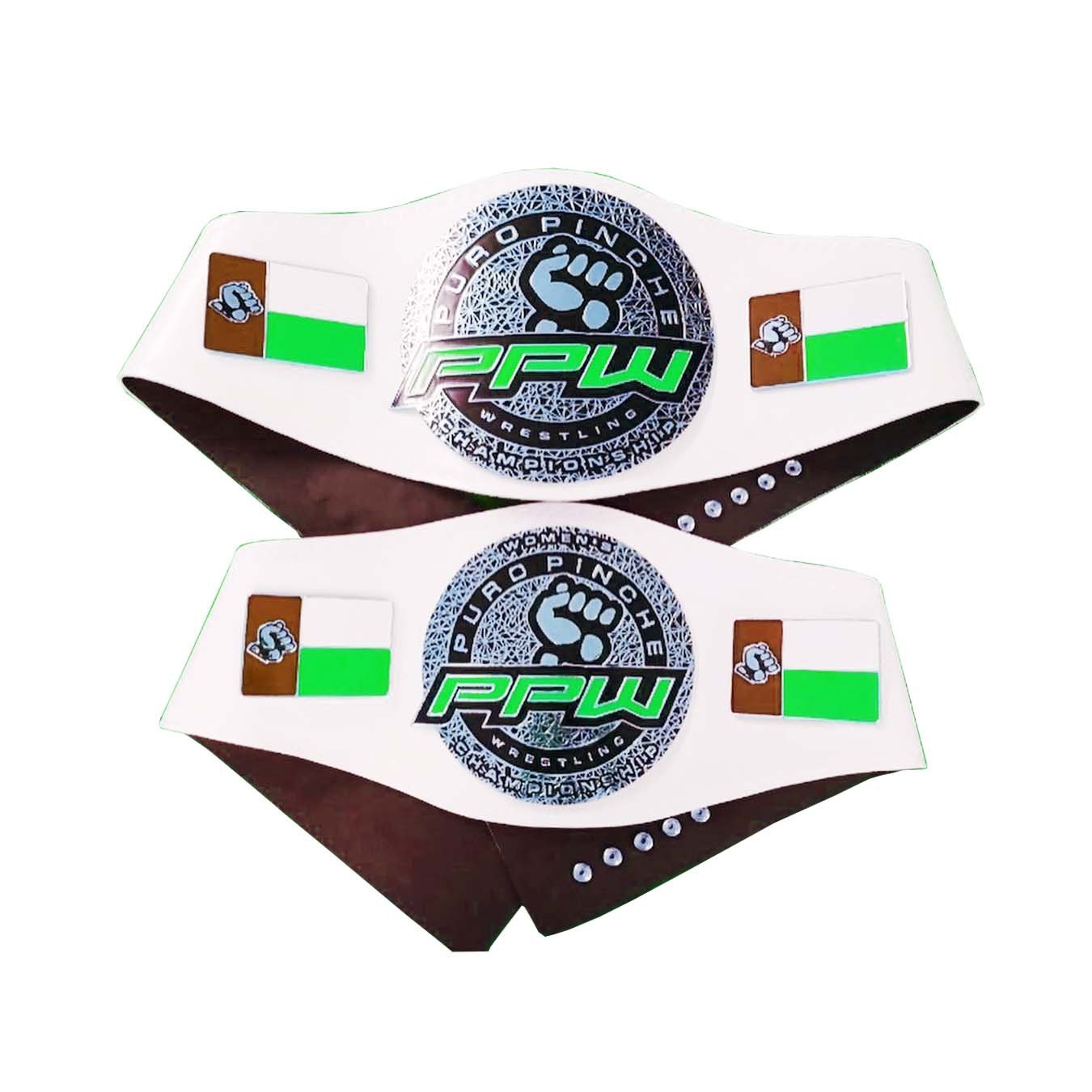 PPW WRESTLING WOMEN,S CHAMPIONSHIP CUSTOM MADE BELT WHITE LEATHER STRAP ADULT SIZE