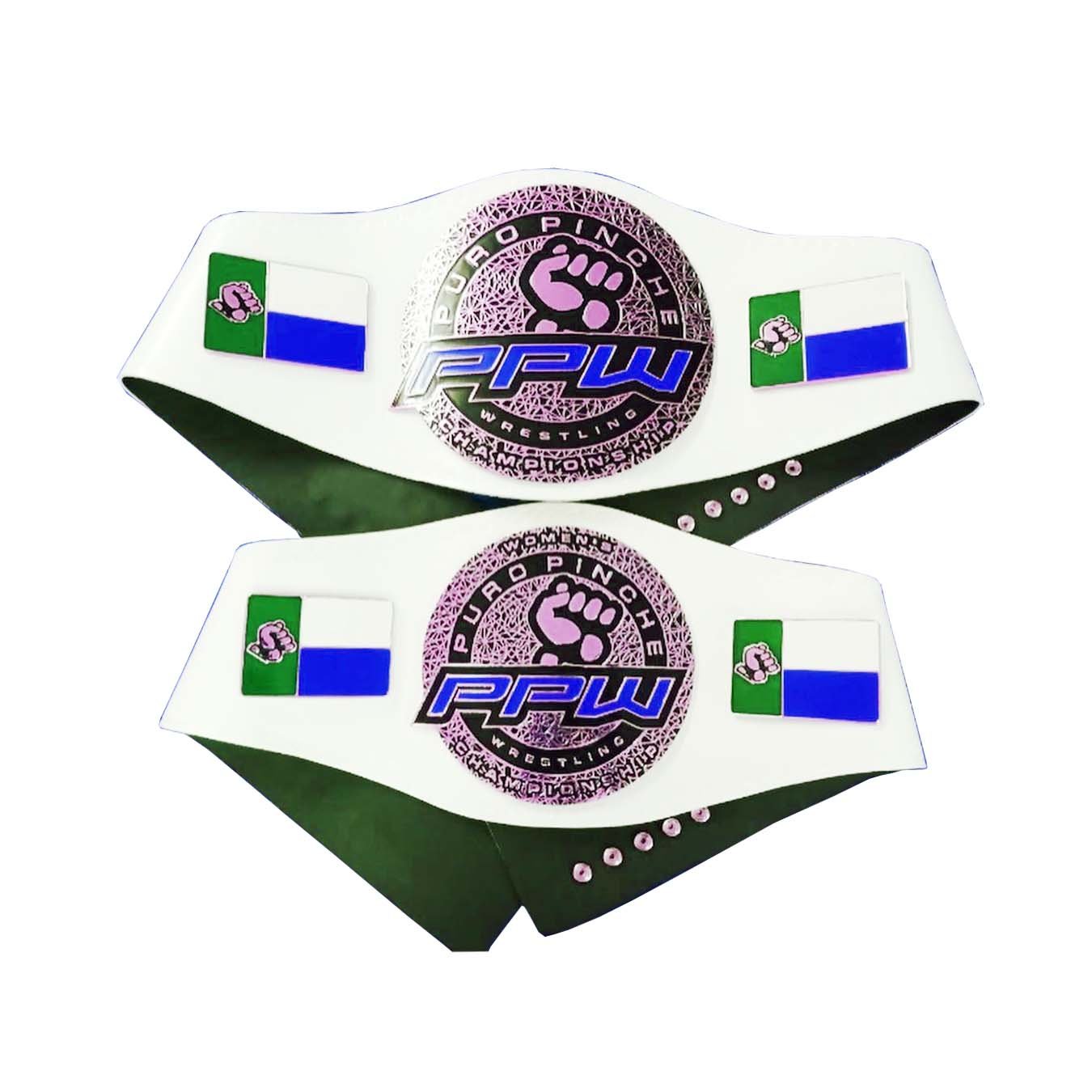 PPW WRESTLING WOMEN,S CHAMPIONSHIP CUSTOM MADE BELT WHITE LEATHER STRAP ADULT SIZE