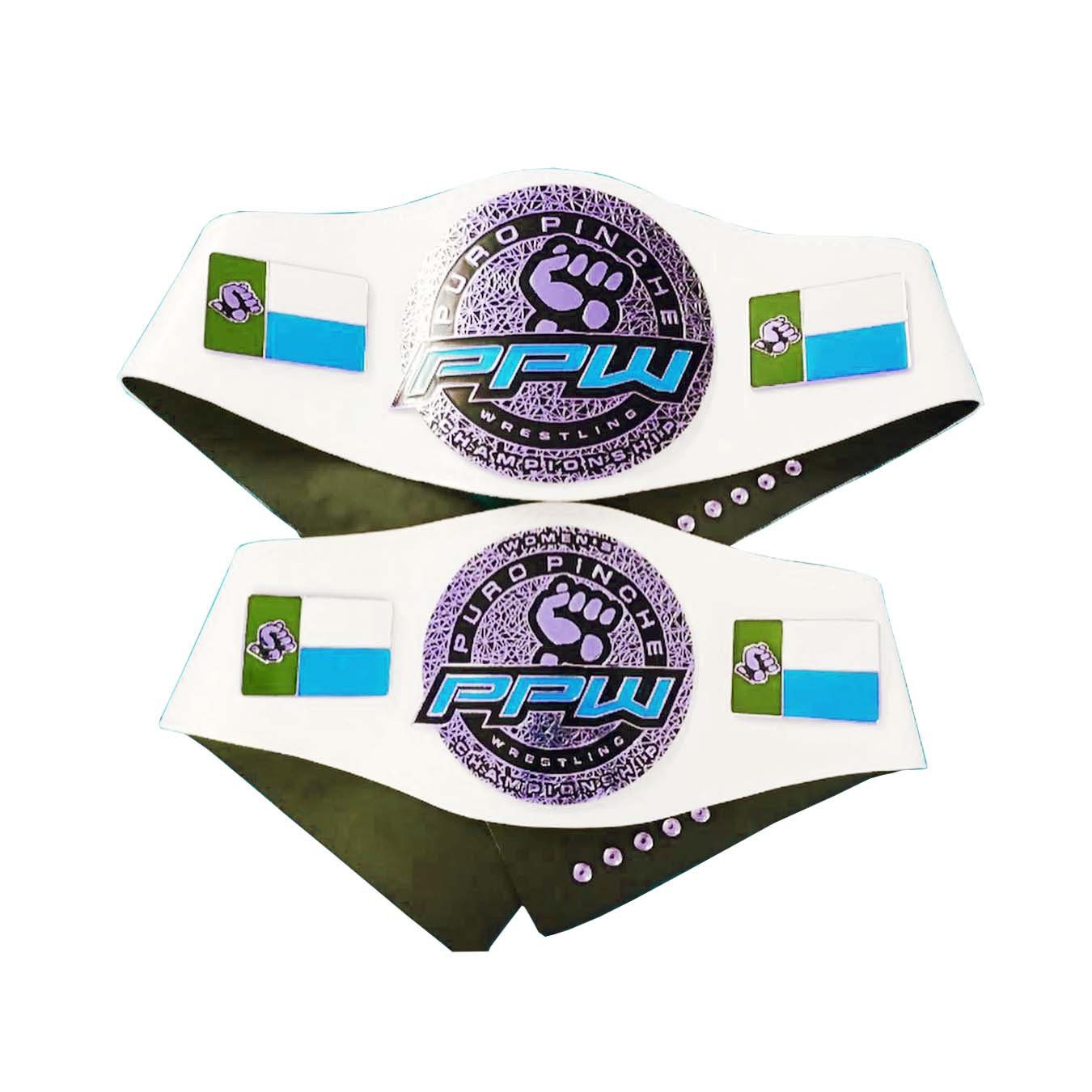 PPW WRESTLING WOMEN,S CHAMPIONSHIP CUSTOM MADE BELT WHITE LEATHER STRAP ADULT SIZE