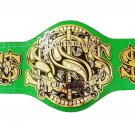 CASH IN HAND WRESTLING CHAMPIONSHIP BELT GREEN LEATHER STRAP ADULT SIZE