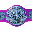 CASH IN HAND WRESTLING CUSTOMIZE CHAMPIONSHIP BELT ON PURPLE LEATHER STRAP ADULT SIZE