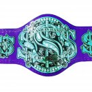 CASH IN HAND WRESTLING CUSTOMIZE CHAMPIONSHIP BELT ON BLUE LEATHER STRAP ADULT SIZE