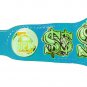 CASH IN HAND WRESTLING CUSTOMIZE CHAMPIONSHIP BELT ON LIME BLUE LEATHER STRAP ADULT SIZE