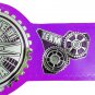 CAMPIONE DI COPPIA TAG TEAM WRESTLING CHAMPIONSHIP BELT CUSTOMIZE ON PURPLE LEATHER STRAP