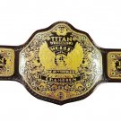 TITAN WORLD HEAVYWEIGHT WRESTLING CHAMPIONSHIP BELT BLACK LEATHER STRAP ADULT SIZE