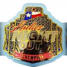LADIES NIGHT OUT WRESTLING CHAMPIONSHIP BELT LIME BLUE LEATHER STRAP ADULT SIZE
