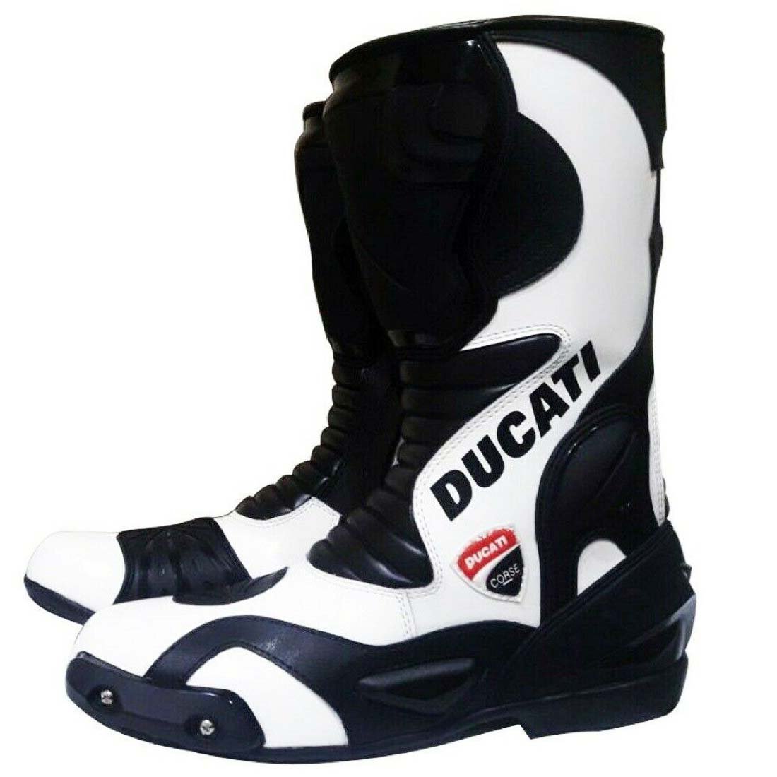 MEN,S PREMIUM QUALITY MOTORBIKE MOTORCYCLE RACING LEATHER SHOES WHITE ART 4568 COLOURE SIZE USA 8