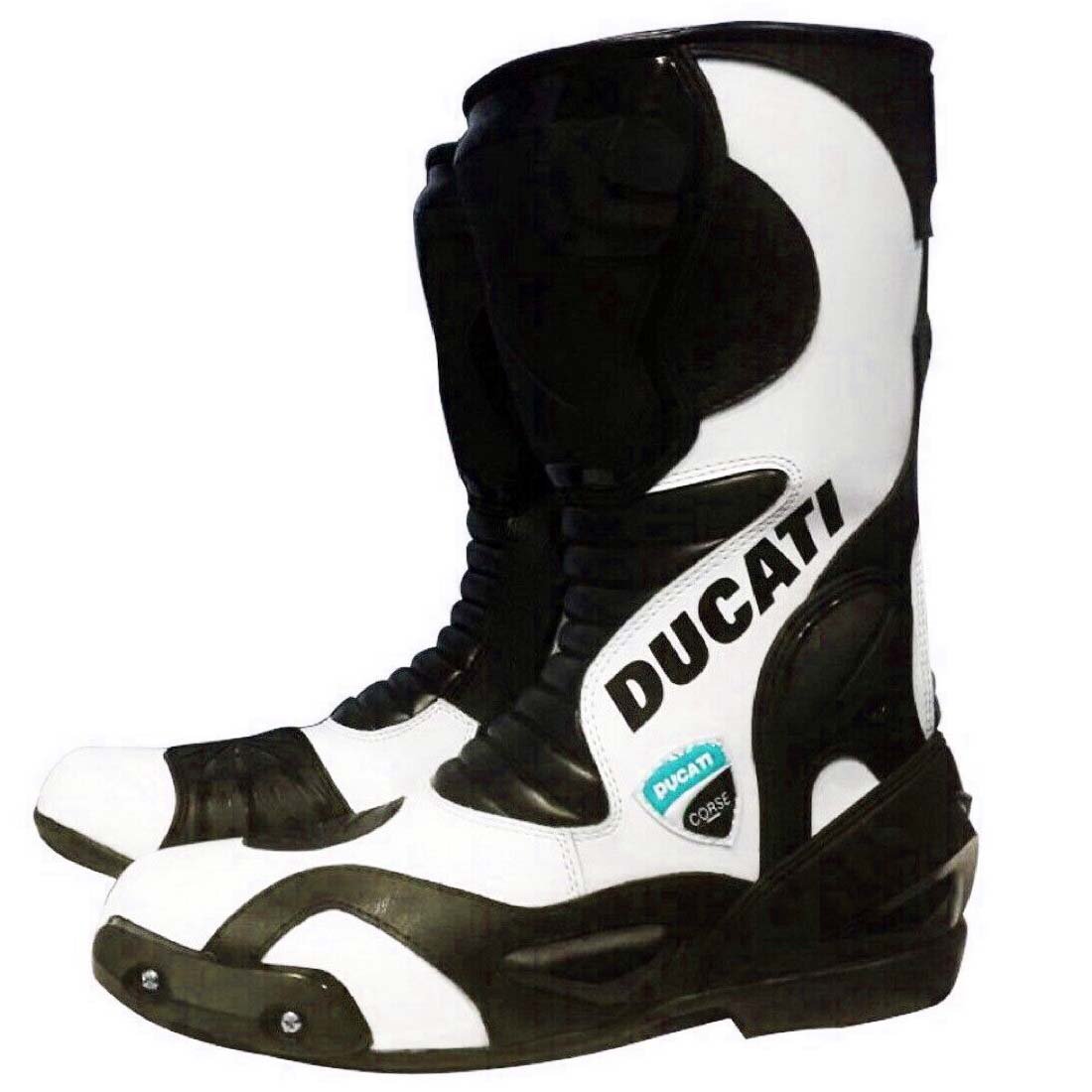 MEN,S PREMIUM QUALITY MOTORBIKE MOTORCYCLE RACING LEATHER SHOES WHITE ART 4568 COLOURE SIZE USA 7
