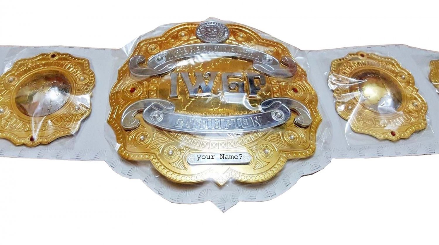 IWGP INTERCONTINENTAL WRESTLING CHAMPIONSHIP BELT WHITE LEATHER STRAP ADULT SIZE