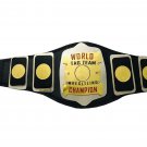WORLD TAG TEAM WRESTLING CHAMPIONSHIP BELT BLACK LEATHER STRAP