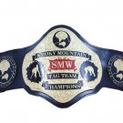 SMW SMOKY MOUNTAIN WRESTLING CHAMPIONSHIP BELT ADULT SIZE BLACK LEATHER STRAP