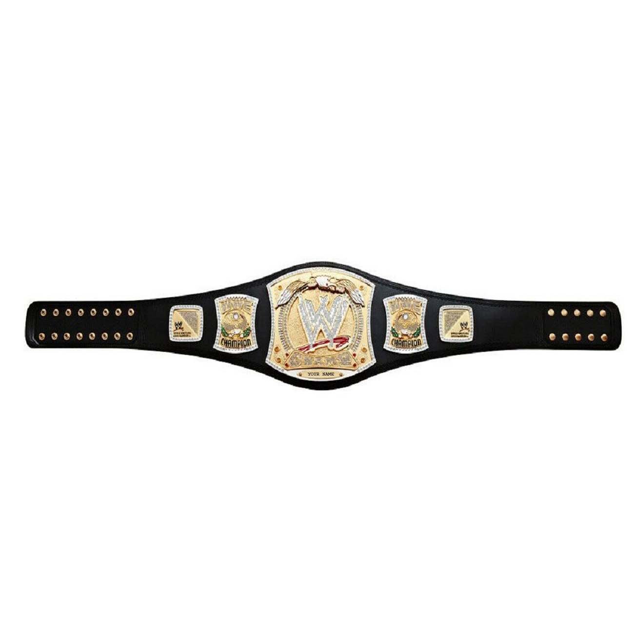 SPINNER WRESTLING CHAMPIONSHIP BELT ADULT SIZE BLACK LEATHER STRAP