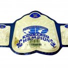 TAG TEAM WRESTLING CHAMPIONSHIP BELT ADULT SIZE BLACK LEATHER STRAP