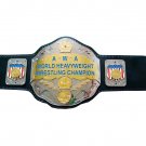 AWA WORLD HEAVYWEIGHT WRESTLING CHAMPIONSHIP BELT ADULT SIZE BLACK LEATHER STRAP