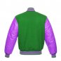 New DC Letterman Baseball Collage Green wool Purple leather  sleeves varsity jacket size XS