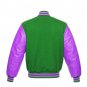 New DC Letterman Baseball Collage Green wool Purple leather  sleeves varsity jacket size L
