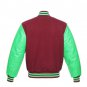 New DC Letterman Baseball Collage Maroon wool Green leather sleeves varsity jacket size 3XL