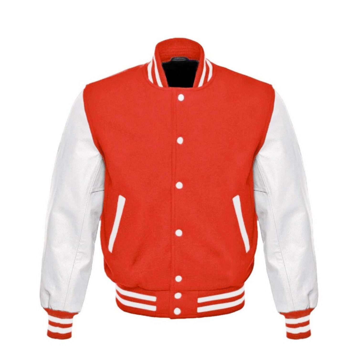 New DC Letterman Baseball Collage Red wool White leather  sleeves varsity jacket size S