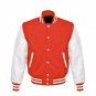 New DC Letterman Baseball Collage Red wool White leather  sleeves varsity jacket size S
