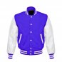 New DC Letterman Baseball Collage Royal Blue wool White leather  sleeves varsity jacket size 2XL